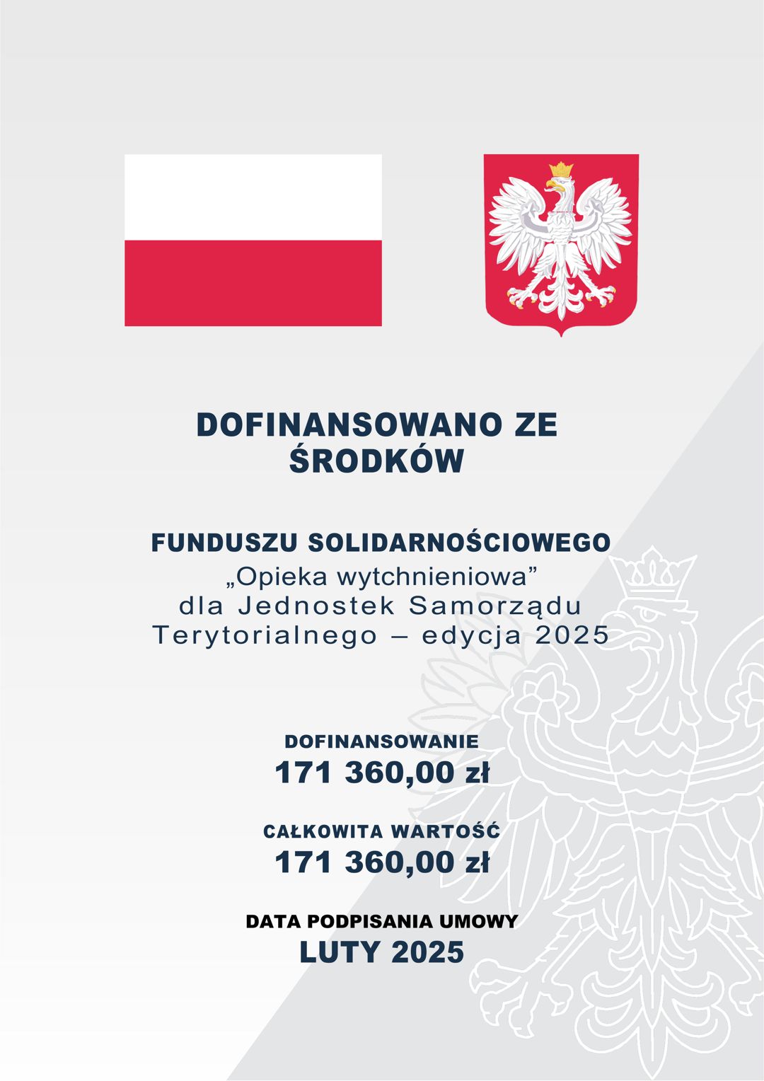 Plakat opieka wytchnieniowa 2025 Flaga Polski Godło Polski, tekst z artykułu w formie graficznej