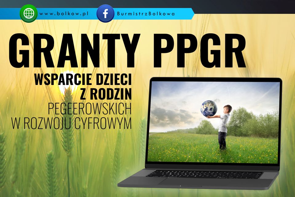 laptop z informacją nt programu PPGR