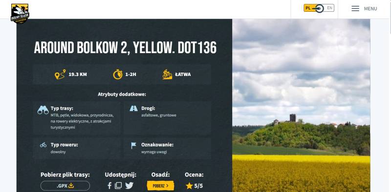 trasa rowerowa around bolkow yellow dot136