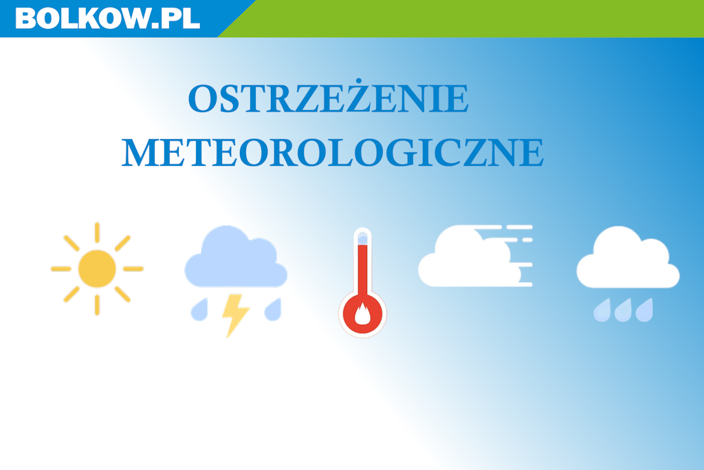 grafika przedstawia napis ostrzeżenie meteorologiczne ikony grafika slonce chmury deszcz